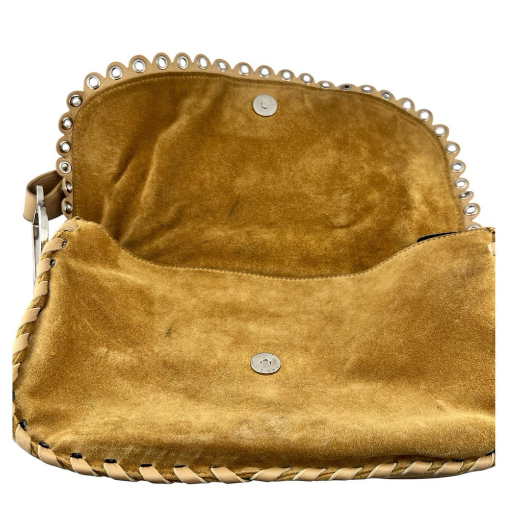 Vtg Christian Dior John Galliano Suede Crystal Peace & Love Bag Studded Y2K 2005