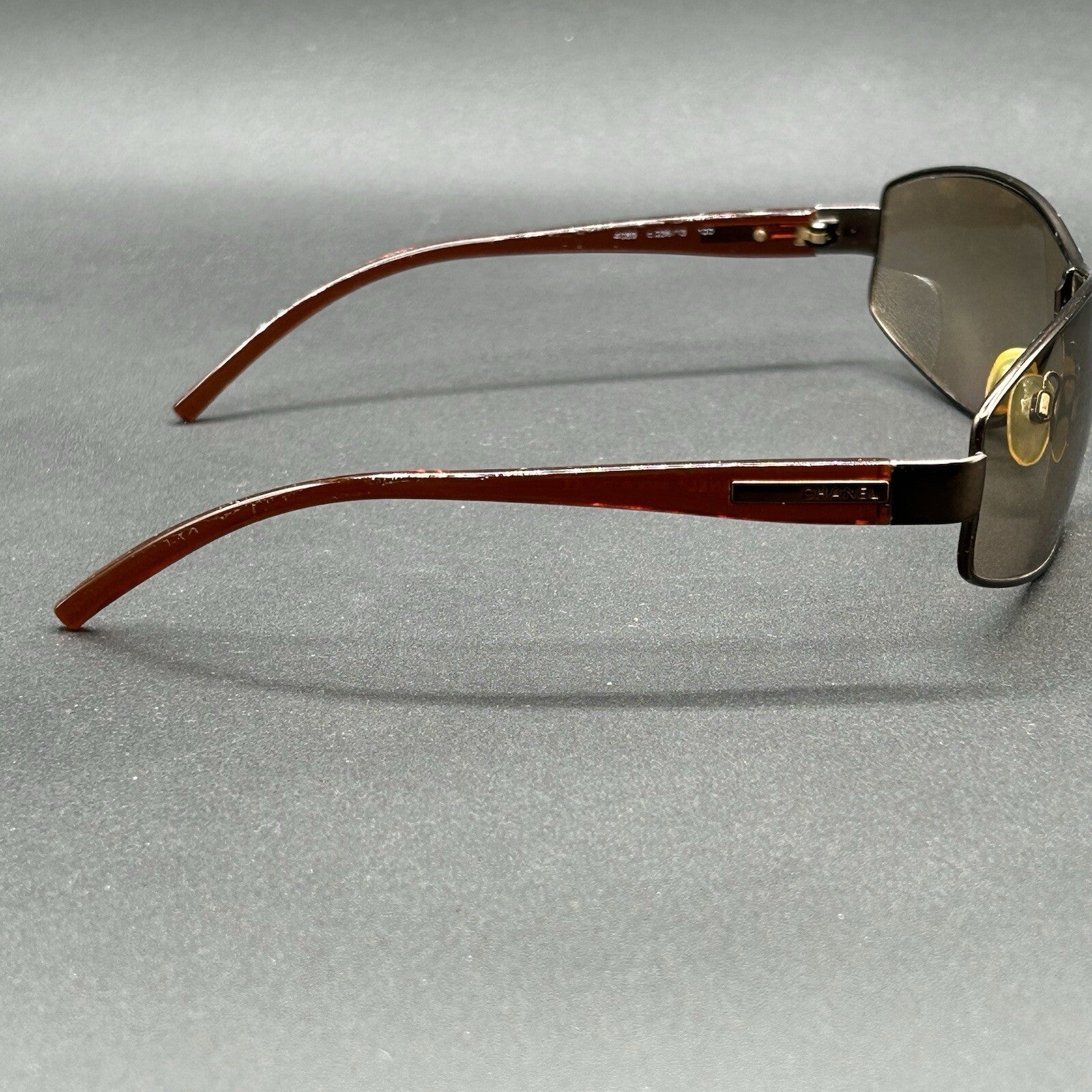 Chanel 4089 236/13 VTG Shield Sunglasses Brown Gradient Italy 120 Used w/ Ser. #