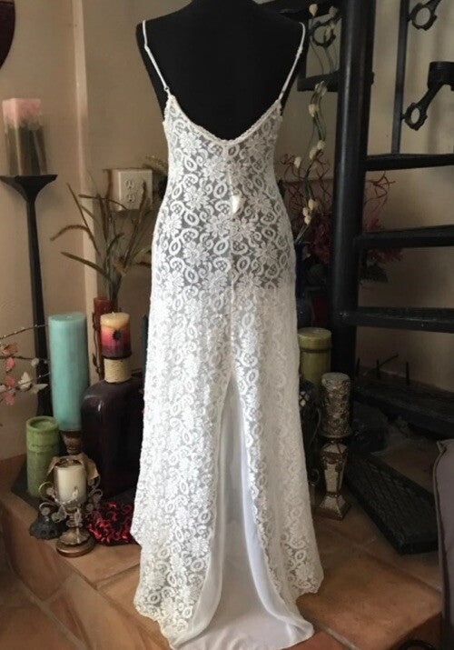 Chiffon Lace Vintage Shirley Of Hollywood Maxi Long Nightgown Full Slip Lingerie