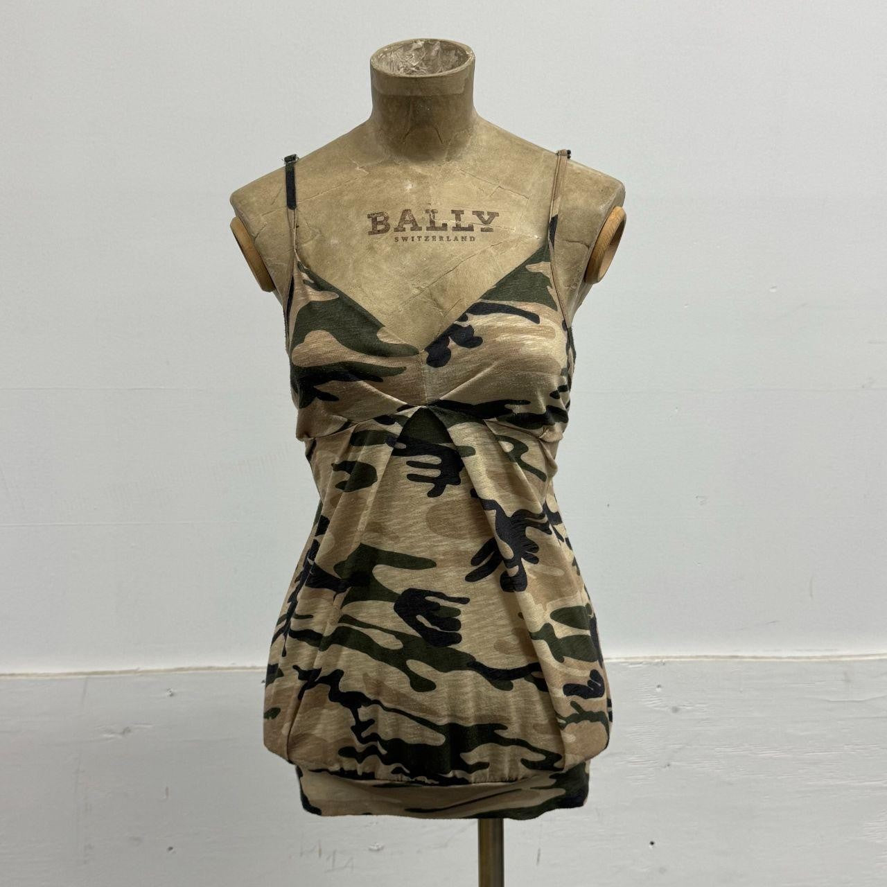 Cache Cache Vintage Green Camouflage Babydoll Cami Top