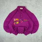 Missoni 1980s Purple Spellout Logo Button Up Jumper Size 42