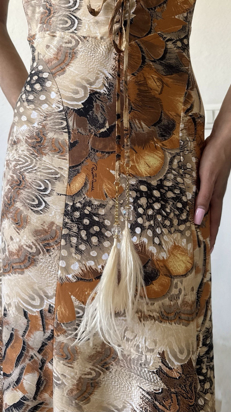 Roberto Cavalli 2004 Feather Corset Dress