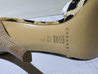 Casadei Natural Leopard Print Beige Leather Ankle Strap Heel 8.5