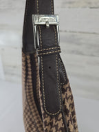 Lauren Ralph Lauren Brown Houndstooth Wool Blend Shoulder Bag Y2K