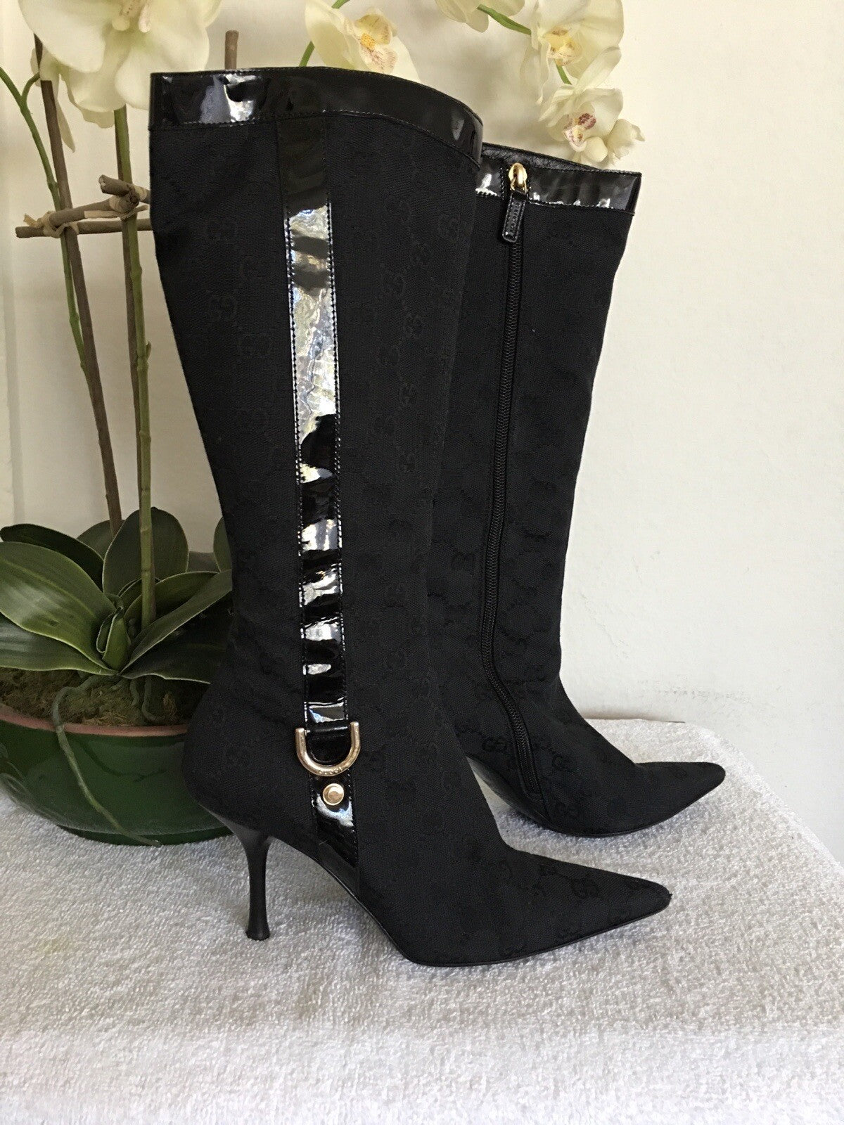 Gucci Black Canvas Boot Size 5.5