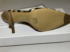 Casadei Natural Leopard Print Beige Leather Ankle Strap Heel 8.5