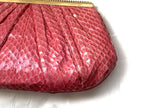 Judith Leiber Clutch Snakeskin RASPBERRY PINK Evening Bag Shoulder Vintage 1980s