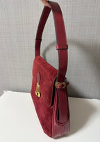 Gucci Interlocking G Shoulder Bag Suede Leather Bordeaux