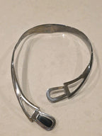 Taxco Onyx Sterling Silver Modernist Biomorphic Choker Necklace