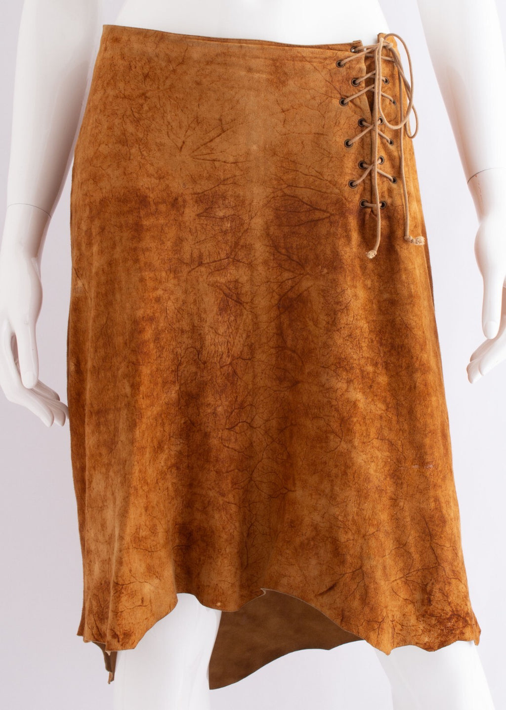Plein Sud Suede Leather Lace Up Tie Asymmetric Skirt