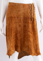 Plein Sud Suede Leather Lace Up Tie Asymmetric Skirt