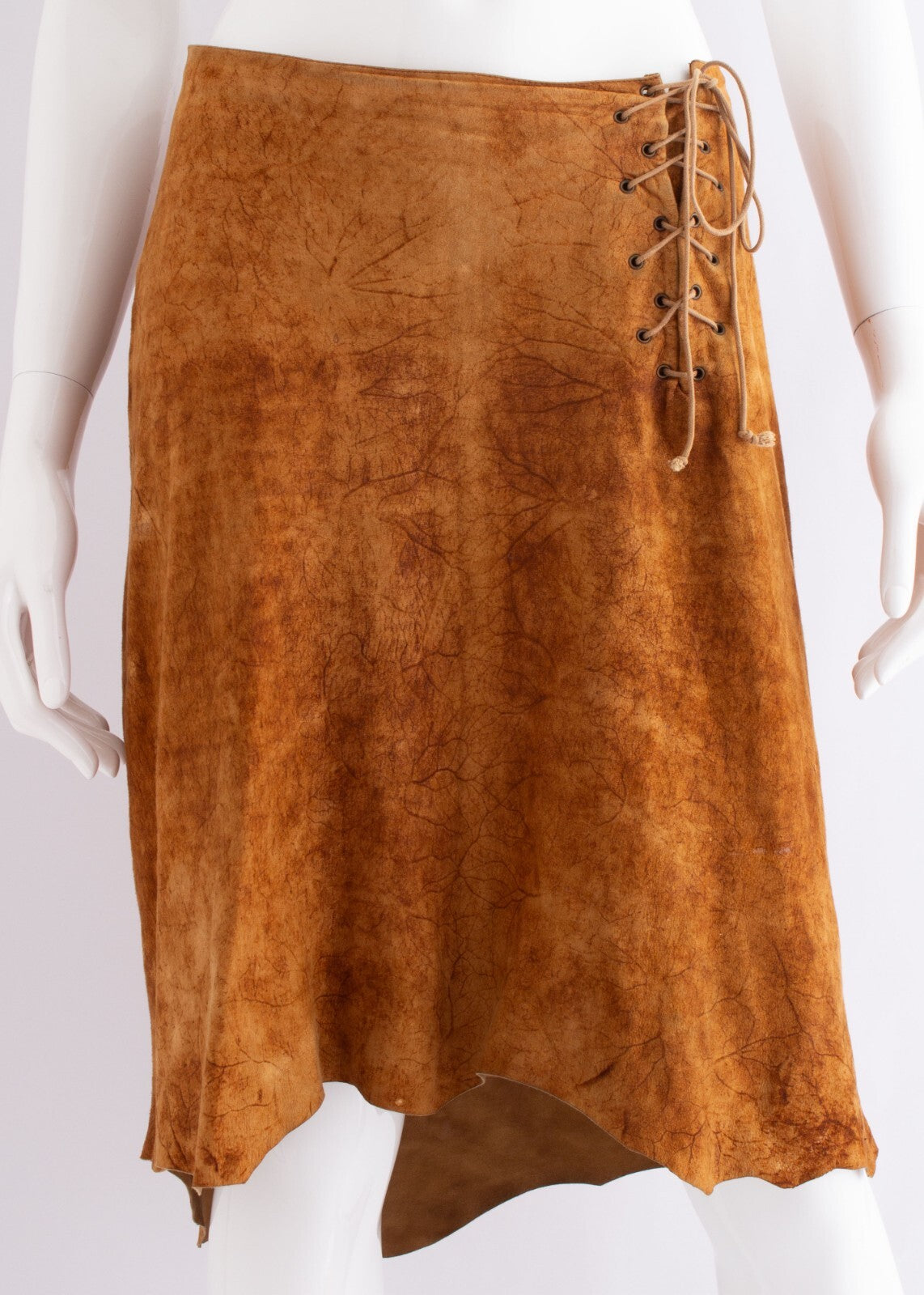 Plein Sud Suede Leather Lace Up Tie Asymmetric Skirt