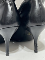 Vtg CHANEL BLACK LEATHER CC LOGO SOCK BOOTS 39
