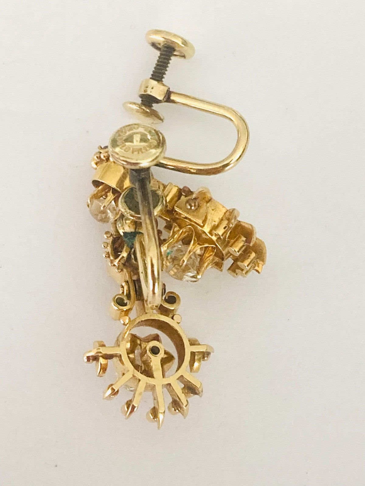 Beautiful Vintage 19th Century Victorian Era ,14k Solid Gold SI Diamond Earrings