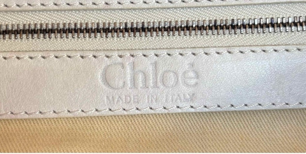 Chloe Silverado White Leather Bag Vintage Early 2000s Large Satchel Tote