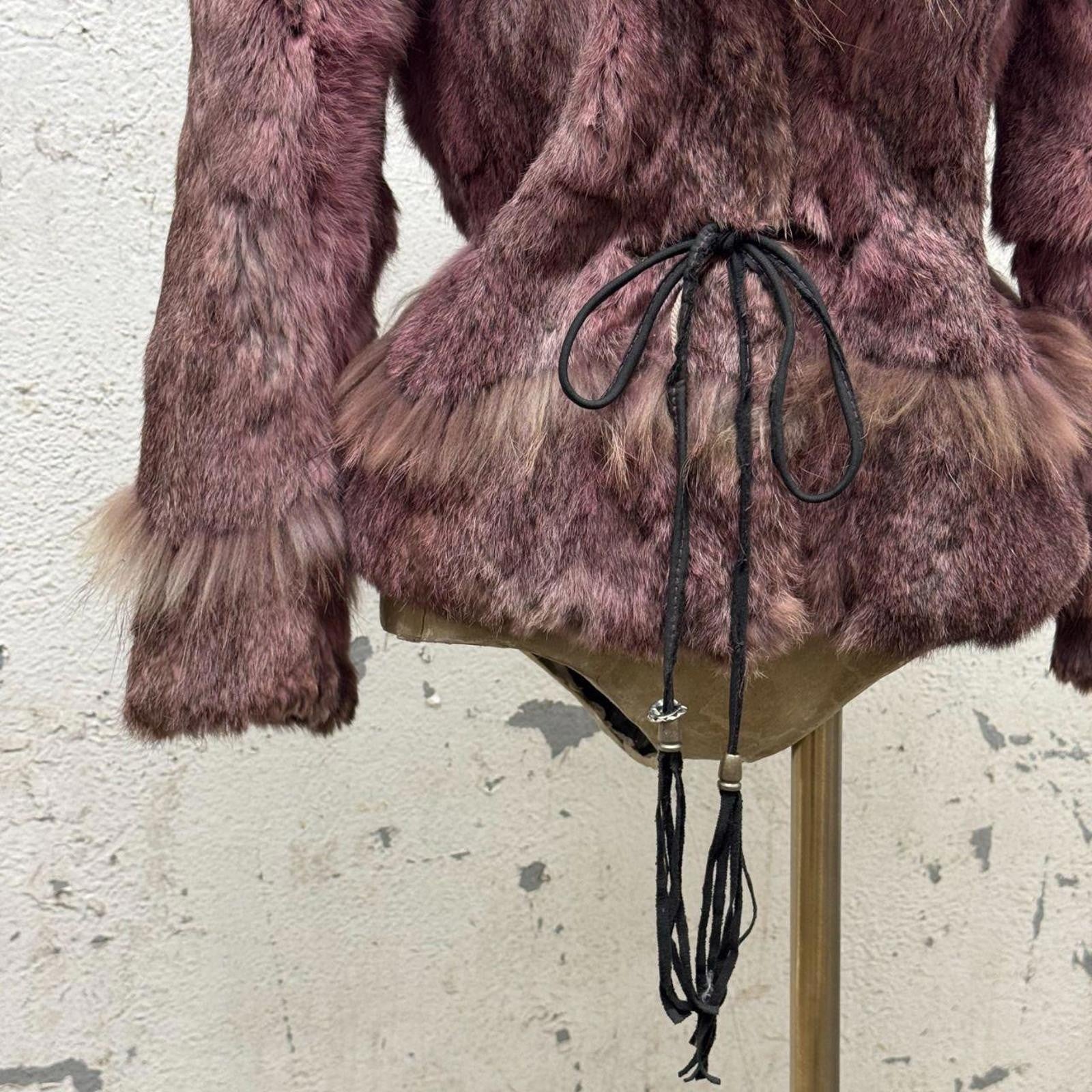 Vintage Y2K Mauve Rabbit & Coyote Fur Jacket