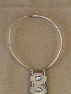 VTG Artisan Studio Modernist Sterling Silver 925 Moonstone Choker Necklace