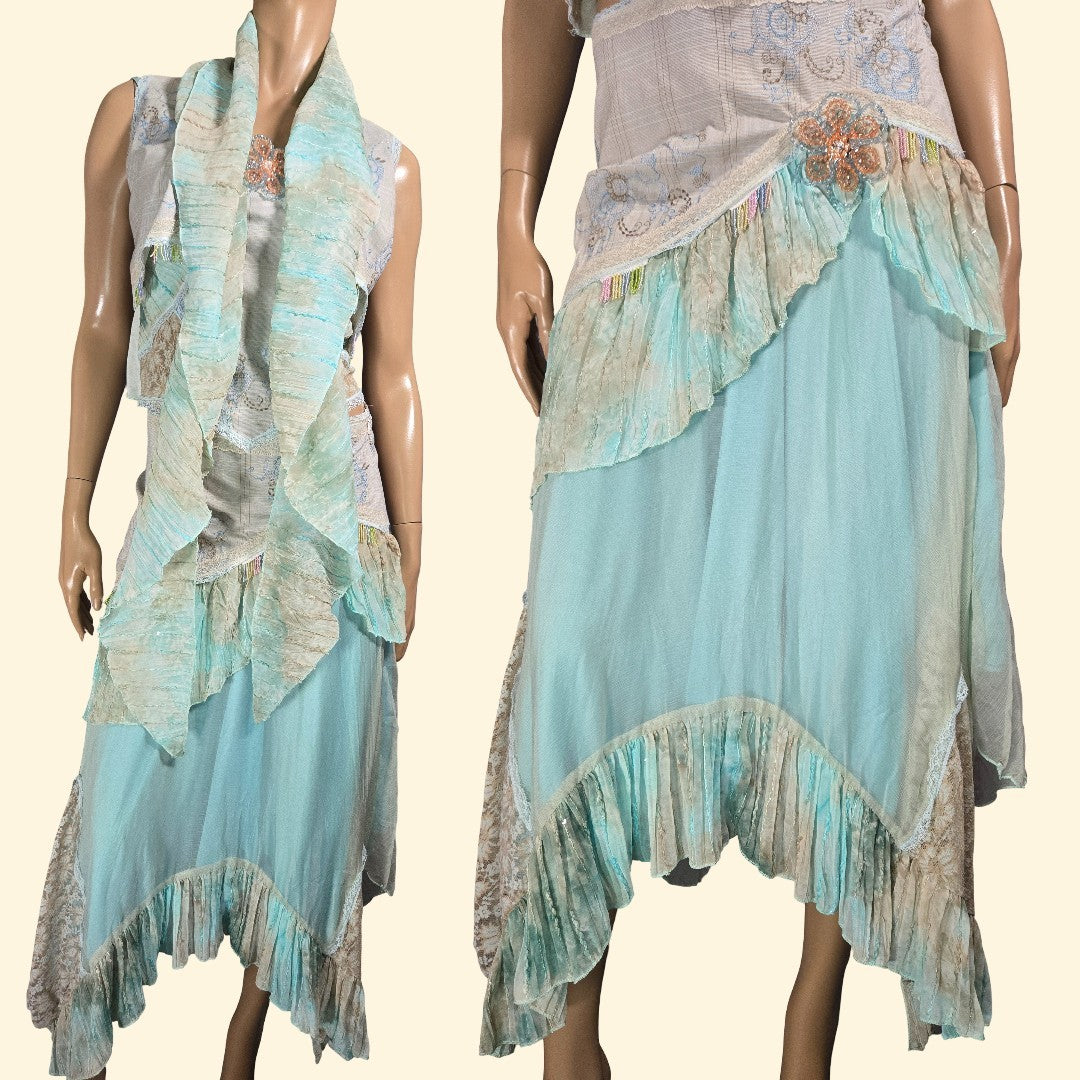 Lulu Patricia Forgeal Vintage Beaded Chiffon Three Piece Set Small