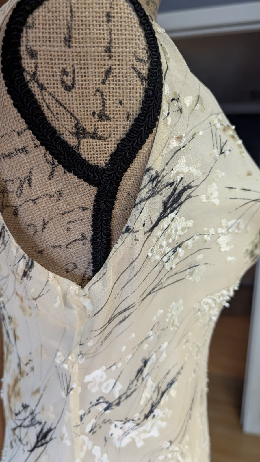 Y2K Maria Grachvogel Long Vanilla Bias Cut Beaded Dress UK 12/14 (US 10)