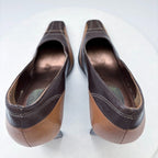 Luca Ferri Leather Pumps Brown Colorblock Square Toe Size 5.5