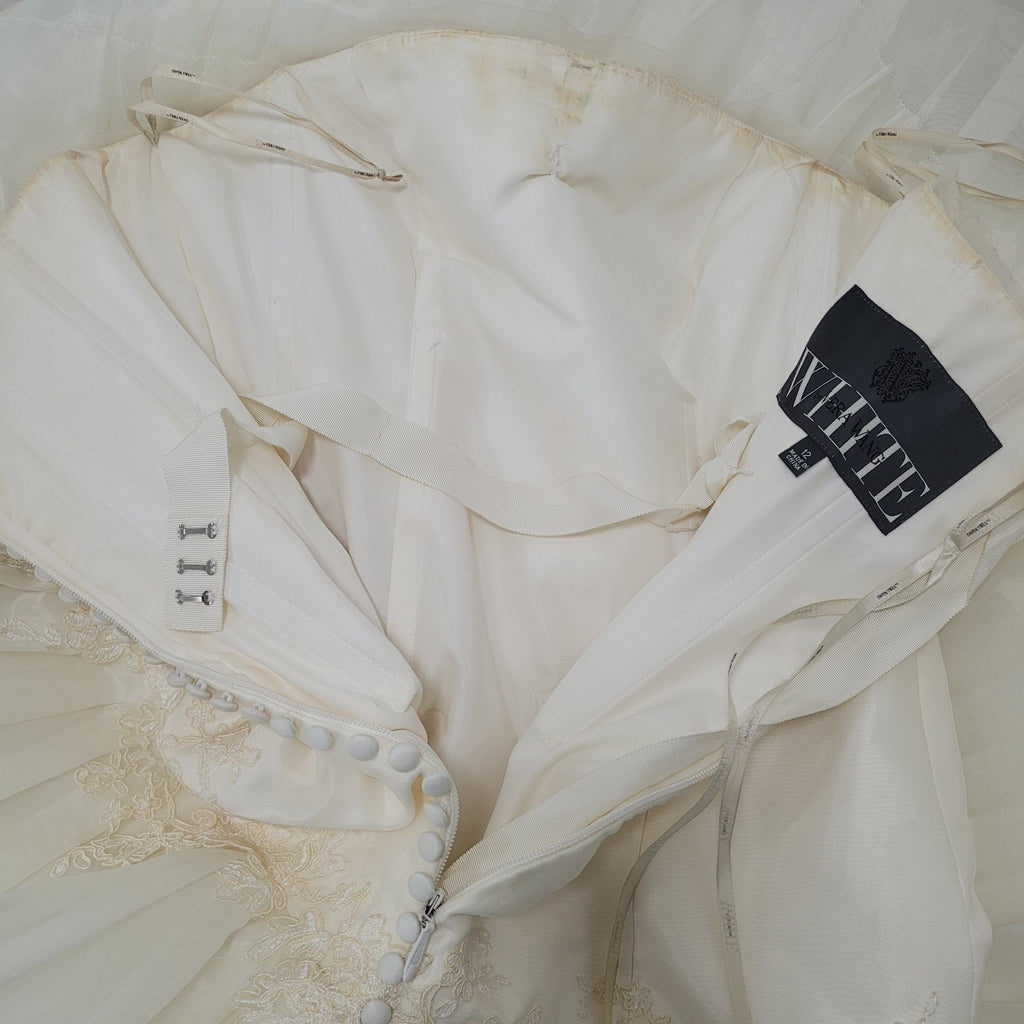 White By Vera Wang Ivory Tiered Strapless Bridal Wedding Gown Dress 12 VW351020