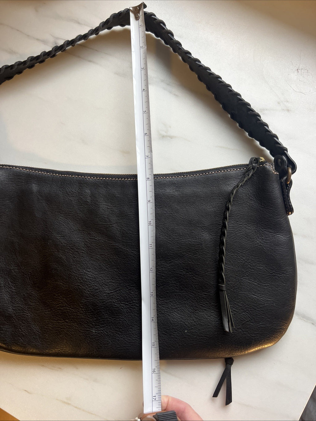 Francesco Biasia Black Leather Embroidered Handbag Shoulder Hobo Boho