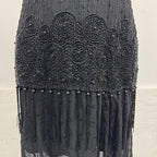 Vintage Y2K Black Heavily Beaded Silk Tassel Dress