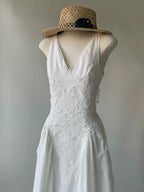 Vintage White Lace Midi Dress Small