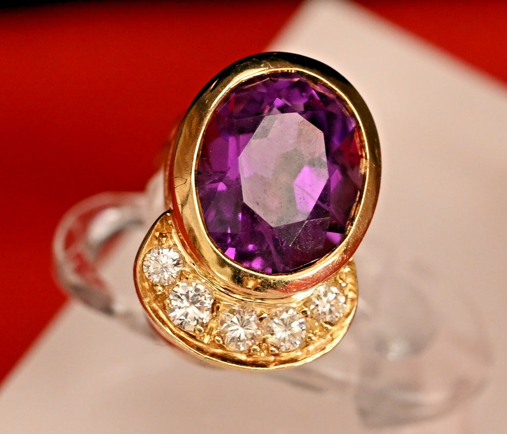 18k Gold vintage earrings Diamonds, Amethyst, Stunning, impressive, w/ appraisal