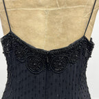 Vintage Y2K Black Heavily Beaded Silk Tassel Dress