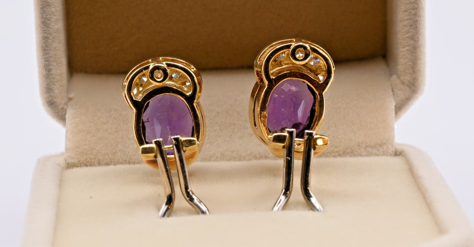 18k Gold vintage earrings Diamonds, Amethyst, Stunning, impressive, w/ appraisal