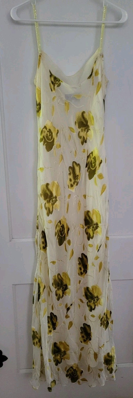 Chetta B Evenings Vintage Silk Blend Floral Babydoll Dress Yellow Size 10