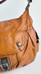 Francesco Biasia Tan Brown Leather Hobo Shoulder Bag Y2K