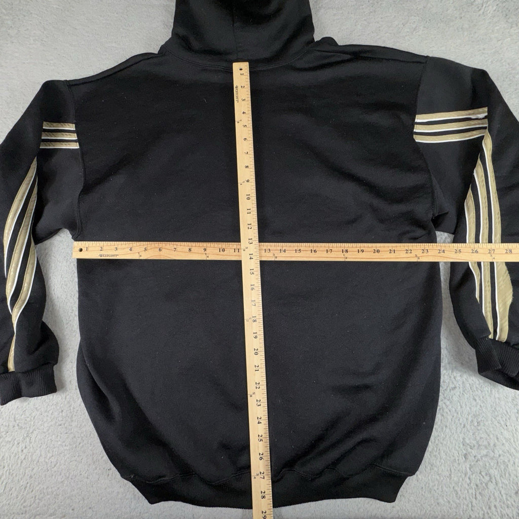 VTG 90s Adidas Hoodie Men Large Black Gold Stripes Athletic Pullover Made In USA