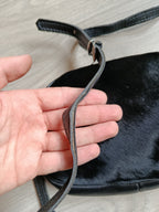 Vintage 40s 50s Black Leather Ponyhair Shoulder Bag - Prentice Zip, Belt Loops-