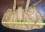 Babeed Brown Leather Snake Print Shoulder Bag