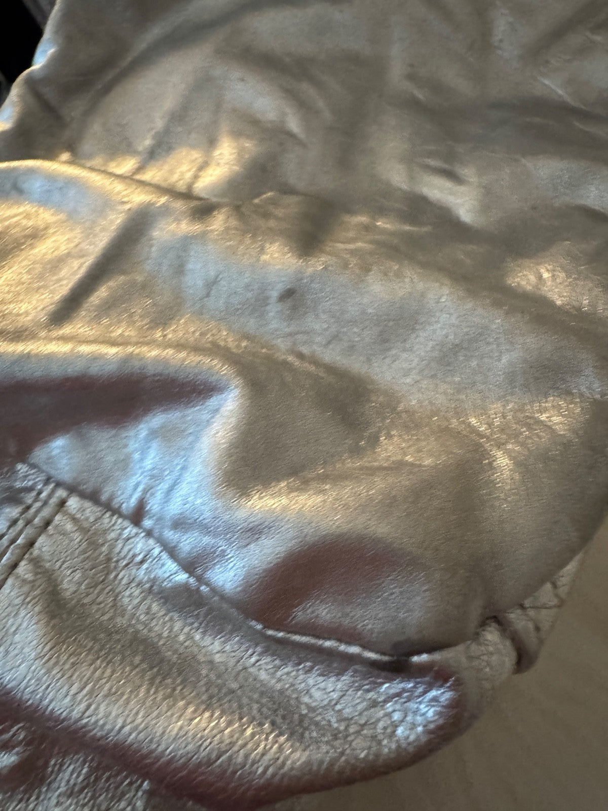 Tylie Malibu Metallic Silver Leather Hobo Handbag Medium