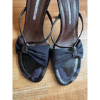 Vintage Donald J. Pliner Black Mesh Bow Kitten Heels