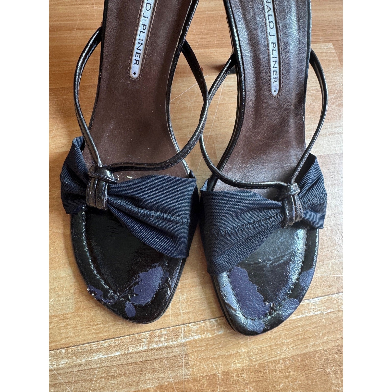 Vintage Donald J. Pliner Black Mesh Bow Kitten Heels
