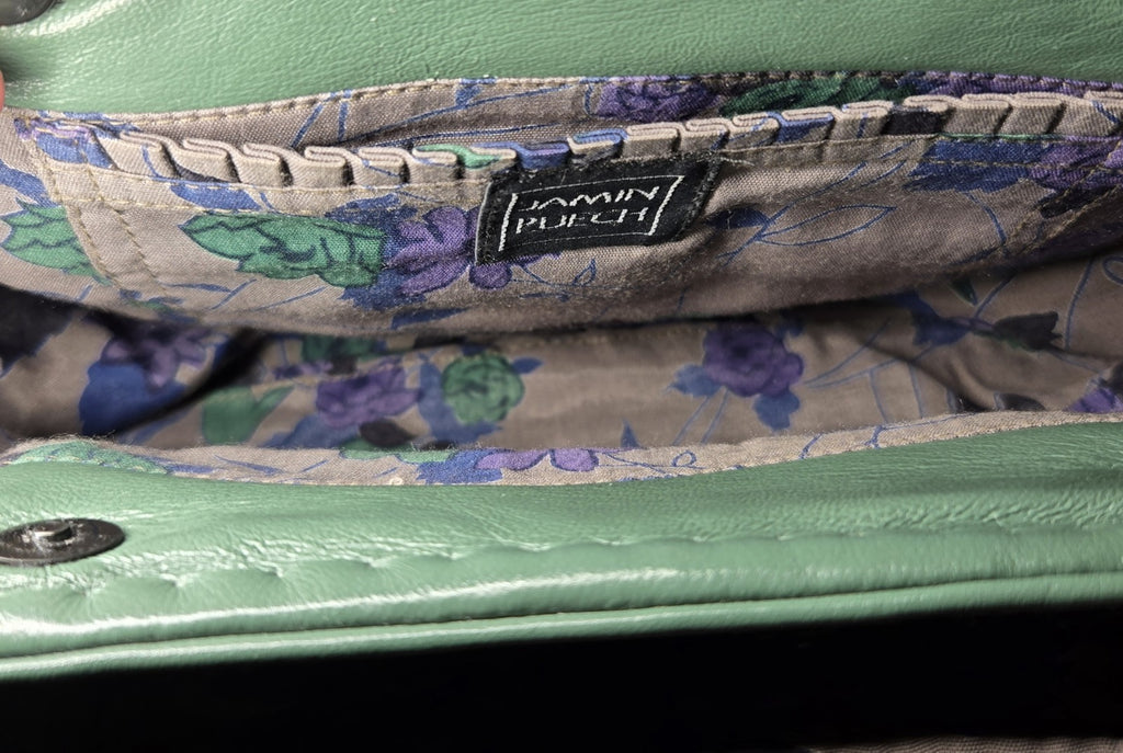 Jamin Puech Paris Beaded Sequin Leather Shoulder Bag Green
