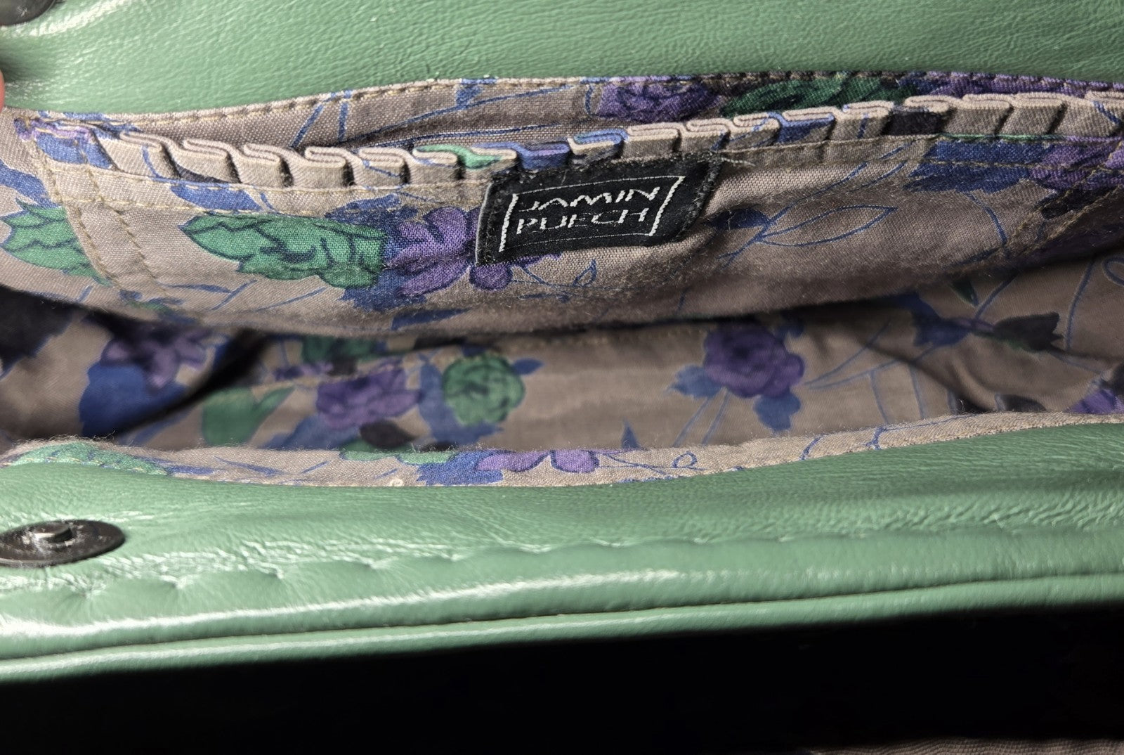 Jamin Puech Paris Beaded Sequin Leather Shoulder Bag Green