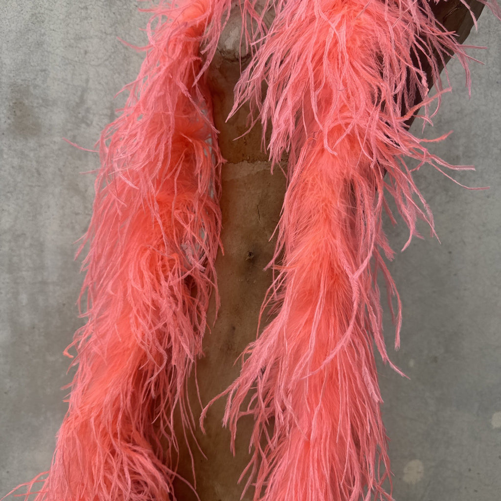 Vintage 1930s Pink Ostrich Feather Boa Scarf Shawl Old Hollywood Dress Accent