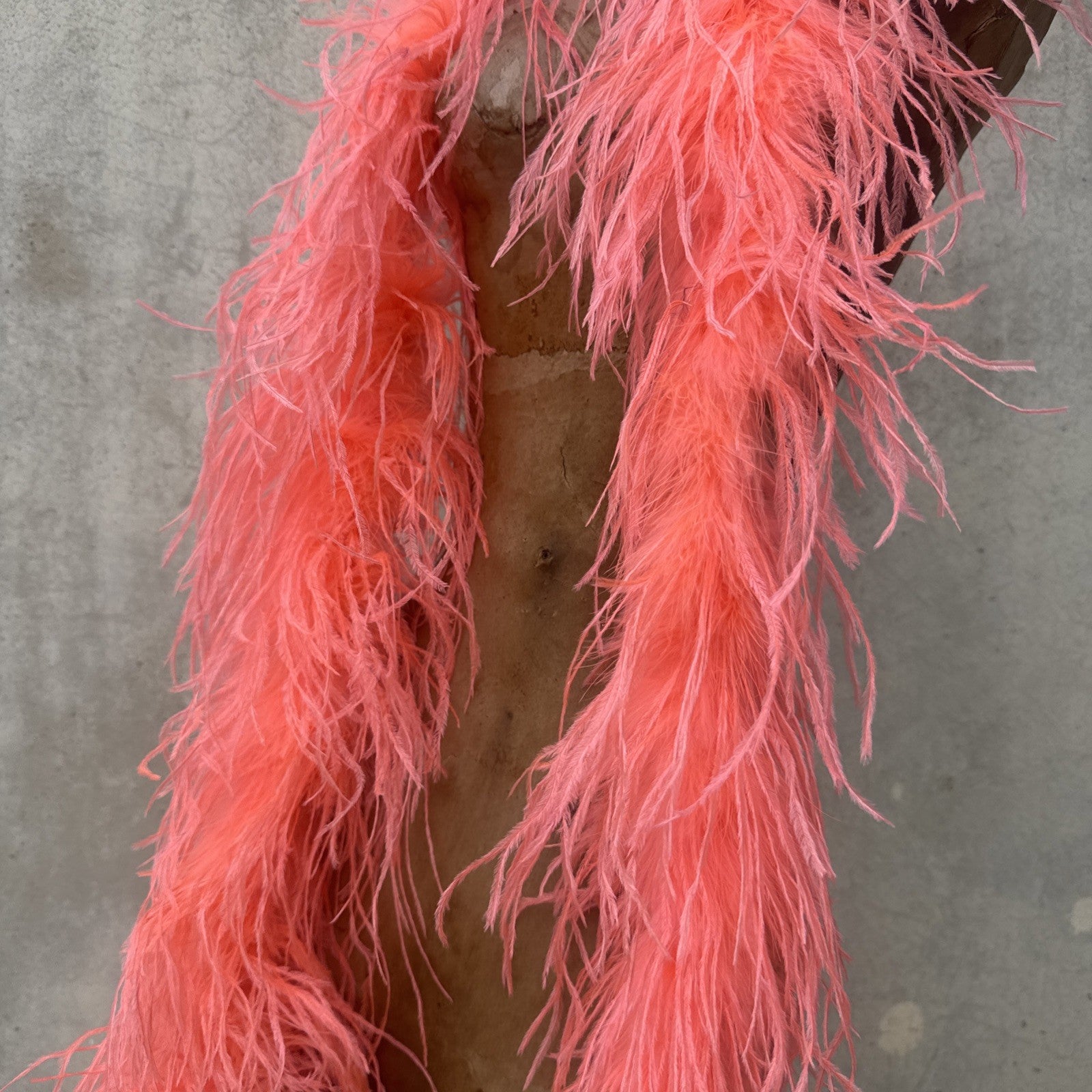 Vintage 1930s Pink Ostrich Feather Boa Scarf Shawl Old Hollywood Dress Accent