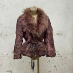 Vintage Y2K Mauve Rabbit & Coyote Fur Jacket