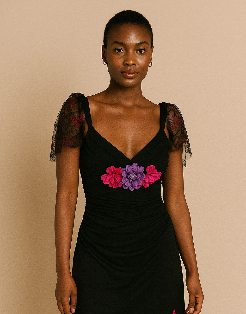 Vintage Floral Embellished Lace Dress