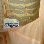 Vintage 1930s Pink Rayon Satin Slip Dress Bias Cut Embroidered Cherries Gown