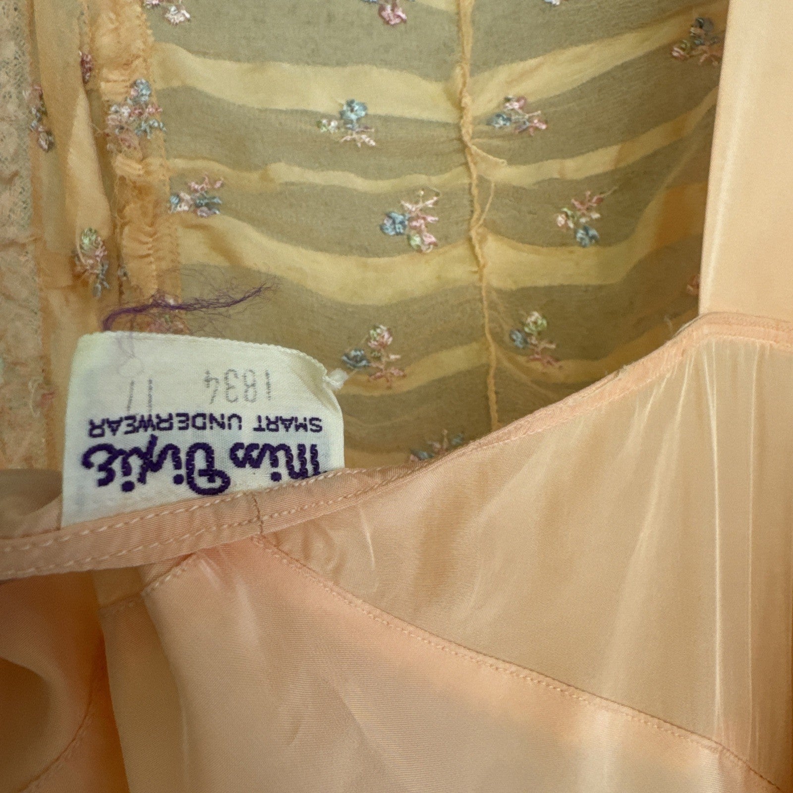 Vintage 1930s Pink Rayon Satin Slip Dress Bias Cut Embroidered Cherries Gown