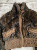 CROPPED 2000s JAPANESE ISSEY MIYAKE STYLE RARE LUXURY FAUX FUR  JACKET