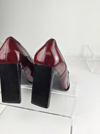 Vintage Casadei Red Patent Leather Block Heel Square Toe Pumps - Size 9