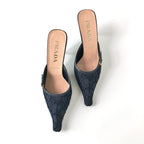 Prada Retro Vintage Buckle Lace Detail Pointed Toe Heeled Mules Pumps 39